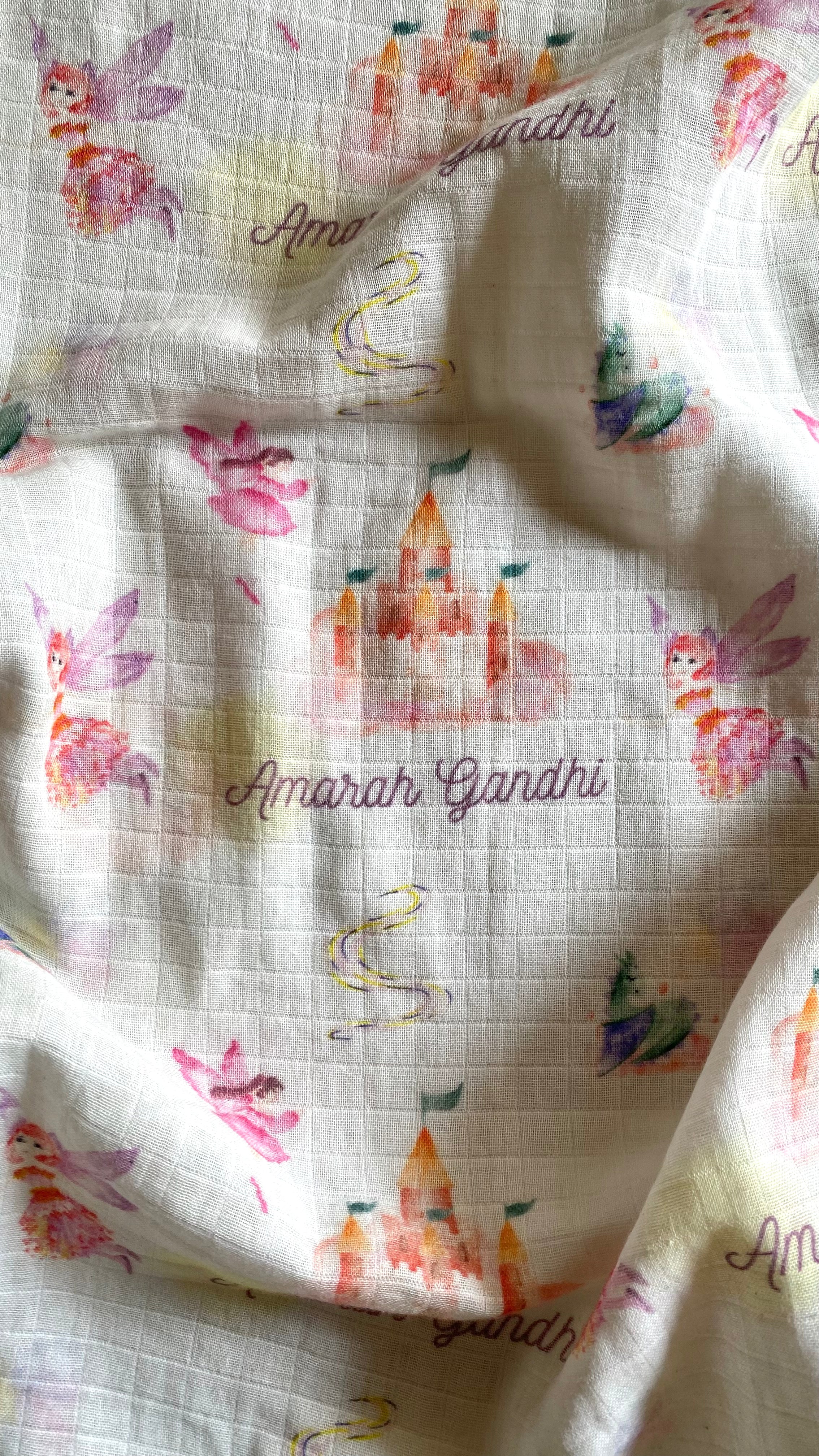 Fairy and Castle Customised Swaddle